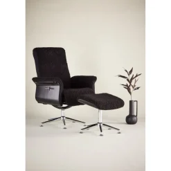 Reclinerfåtölj med fotpall Svart / Krom - Hagön + Fläckborttagare för möbler