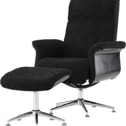 Reclinerfåtölj med fotpall Svart / Krom - Hagön + Fläckborttagare för möbler