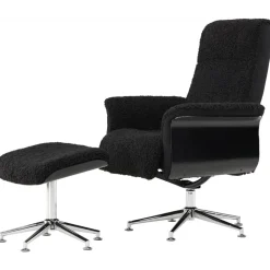 Reclinerfåtölj med fotpall Svart / Krom - Hagön + Fläckborttagare för möbler