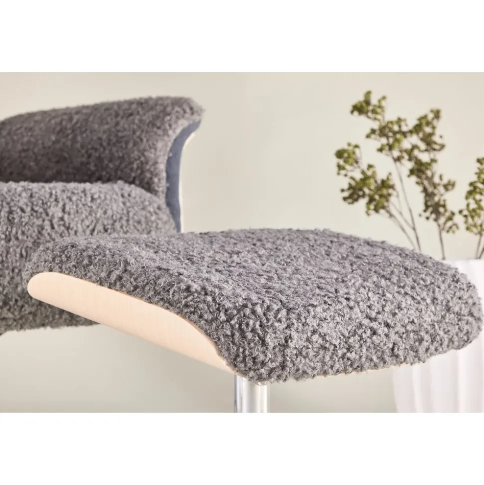 Reclinerfåtölj med fotpall - Grå fårskinnsimitation/whitewash ek + Textilrengöring för möbler