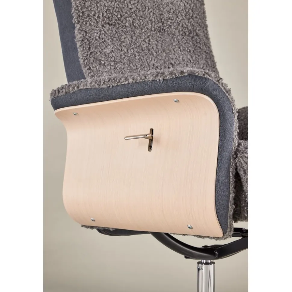 Reclinerfåtölj med fotpall - Grå fårskinnsimitation/whitewash ek + Textilrengöring för möbler