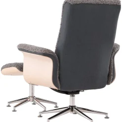 Reclinerfåtölj med fotpall - Grå fårskinnsimitation/whitewash ek + Textilrengöring för möbler