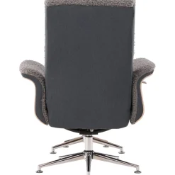 Reclinerfåtölj med fotpall - Grå fårskinnsimitation/whitewash ek + Textilrengöring för möbler