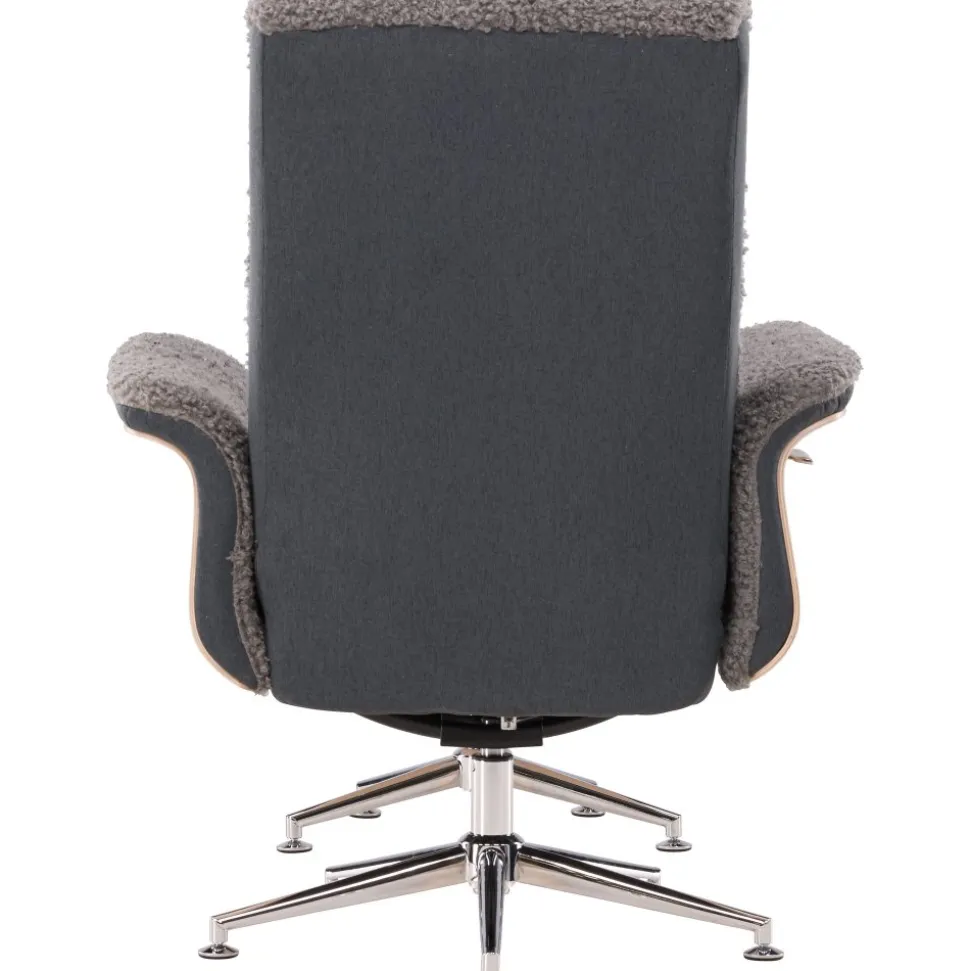 Reclinerfåtölj med fotpall - Grå fårskinnsimitation/whitewash ek + Textilrengöring för möbler