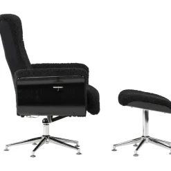 Reclinerfåtölj med fotpall Svart / Krom - Hagön + Textilrengöring för möbler