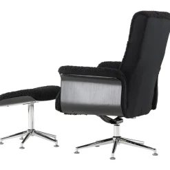 Reclinerfåtölj med fotpall Svart / Krom - Hagön + Textilrengöring för möbler