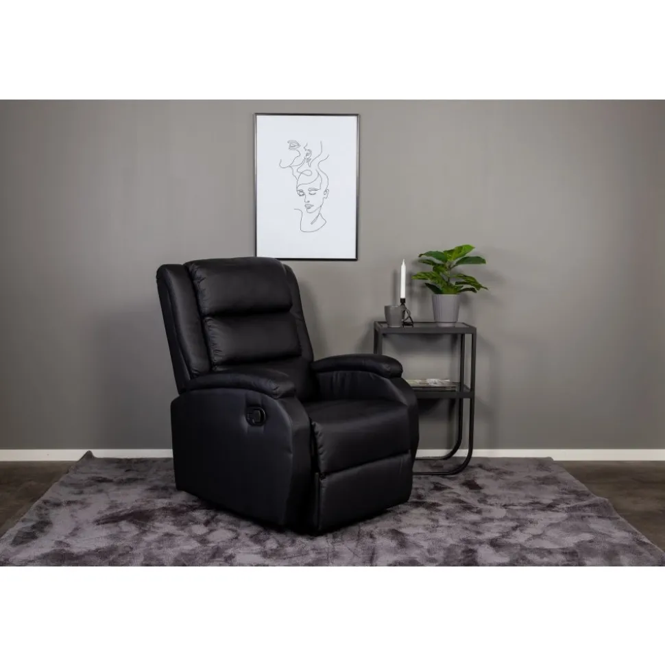 Reclinerfåtölj med fotstöd svart - Bengt
