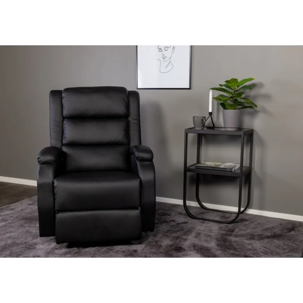 Reclinerfåtölj med fotstöd svart - Bengt