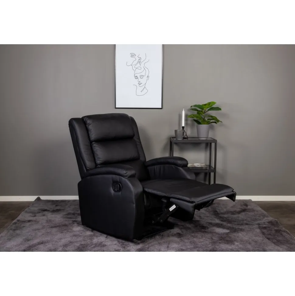Reclinerfåtölj med fotstöd svart - Bengt