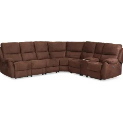 Recliner-hörnsoffa - 6-sits el-styrning