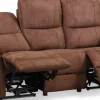 Reclinersoffa - 3-sits (el) i brunt microfibertyg