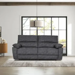 Reclinersoffa 2-sits extra bred i grått - 197 cm