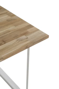 Regald matbord 200 cm - Vit/ljus teak