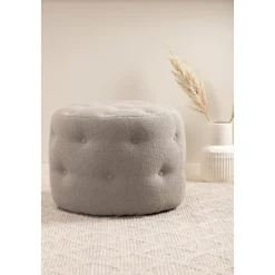 Respit sittpuff - Gråbeige teddy