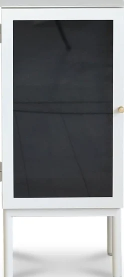 Revel vitt sängbord 75 cm med vänster hängd dörr + Möbeltassar