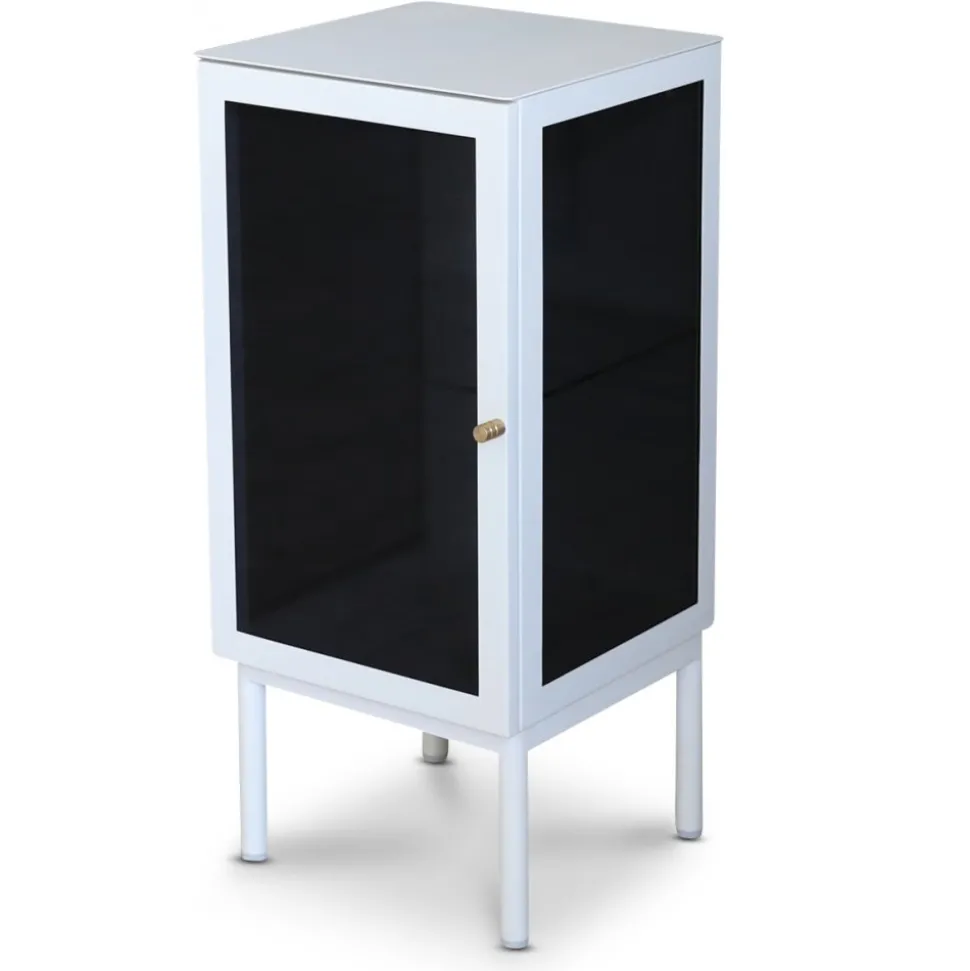 Revel vitt sängbord 75 cm med vänster hängd dörr + Möbeltassar