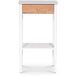 Revel vitt sängbord med ek-låda + Textilrengöring för möbler