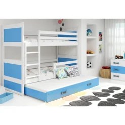 Århus våningssäng med tre bäddar - Vit/blå