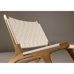 Rike loungestol - Cream PU/teak