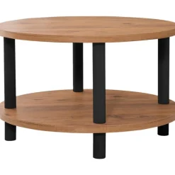 Roby soffbord Ø70 cm - Svart/furu