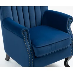 Öronlappsfåtölj i blått sammet