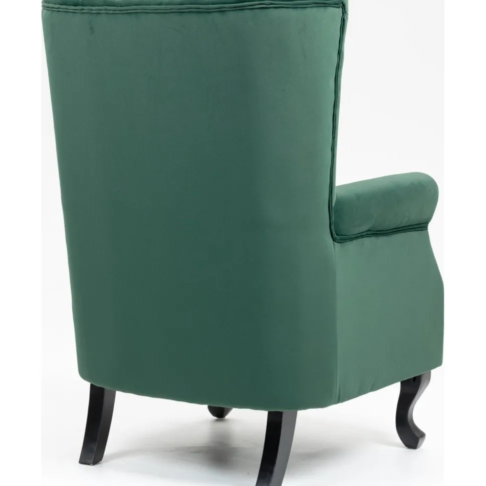 Öronlappsfåtölj i grön sammet + Textilrengöring för möbler