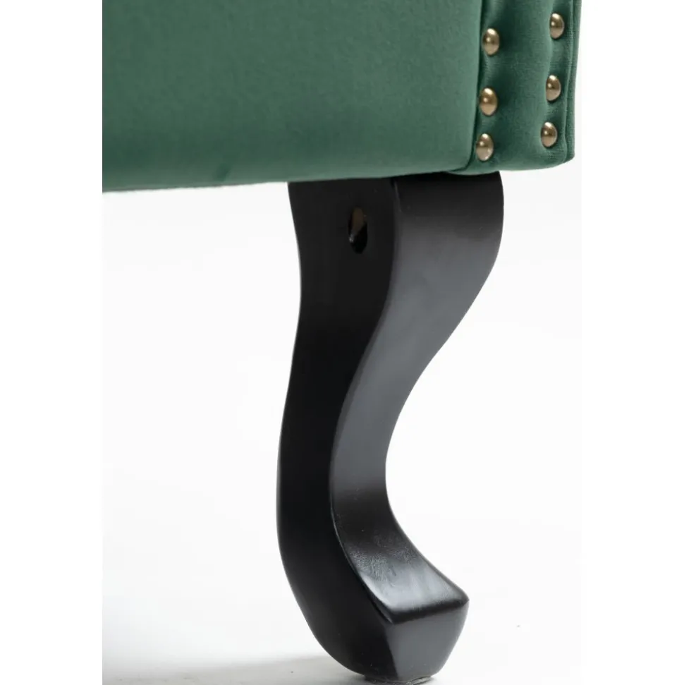 Öronlappsfåtölj i grön sammet + Textilrengöring för möbler