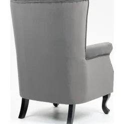 Öronlappsfåtölj i grått sammet