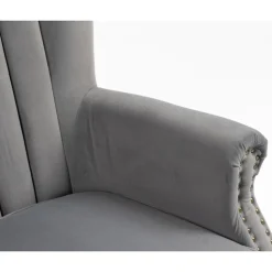 Öronlappsfåtölj i grått sammet