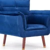 Rosie fåtölj - Blå (Sammet) Valnöt/Mässing