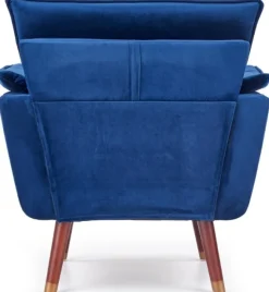 Rosie fåtölj - Blå (Sammet) Valnöt/Mässing