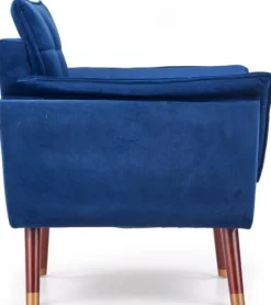Rosie fåtölj - Blå (Sammet) Valnöt/Mässing