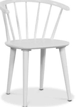 Rosvik matgrupp grått runt bord med 4 st vita Dalsland Pinnstolar + 3.00 x Möbeltassar