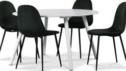 Rosvik matgrupp, matbord med 4 st Carisma sammetsstolar - Vit/Grön