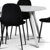 Rosvik matgrupp, matbord med 4 st Carisma sammetsstolar - Vit/Svart + 4.00 x Stolsdyna