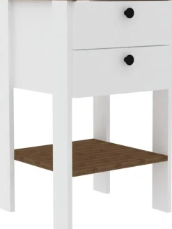 Runa sängbord - Vit/valnöt