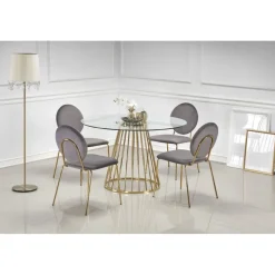 Runt matbord Ø120 cm Glas / Guld - Liverpool