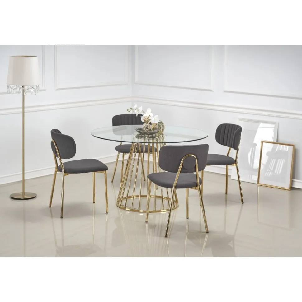 Runt matbord Ø120 cm Glas / Guld - Liverpool