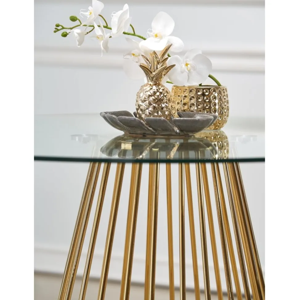 Runt matbord Ø120 cm Glas / Guld - Liverpool