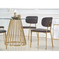 Runt matbord Ø120 cm Glas / Guld - Liverpool