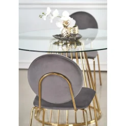 Runt matbord Ø120 cm Glas / Guld - Liverpool