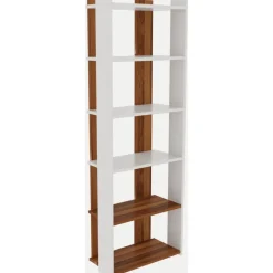 Sakran bokhylla - Vit/valnöt