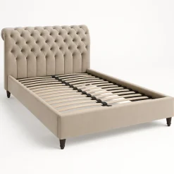 Salomon sängram 160 cm - Gråbeige sammet