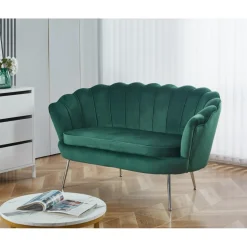 Sammets soffa grön 2-sits - Kingsley + Textilrengöring för möbler