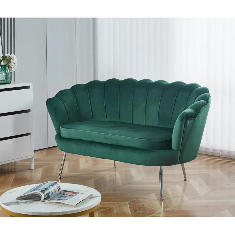 Sammets soffa grön 2-sits - Kingsley + Textilrengöring för möbler