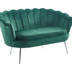 Sammets soffa grön 2-sits - Kingsley + Textilrengöring för möbler