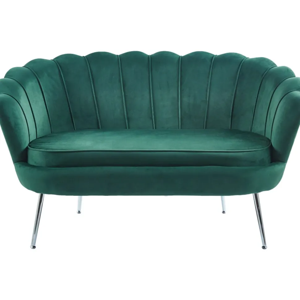 Sammets soffa grön 2-sits - Kingsley + Möbeltassar