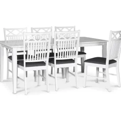 Sandhamn matgrupp; 180x95 cm bord med 6 st Sandhamn Gripsholm matstolar + 6.00 x Stolsdyna