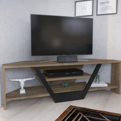 Sares TV-bänk - Valnöt/svart