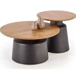 Satsbord Ø70/50 cm svart / Natur